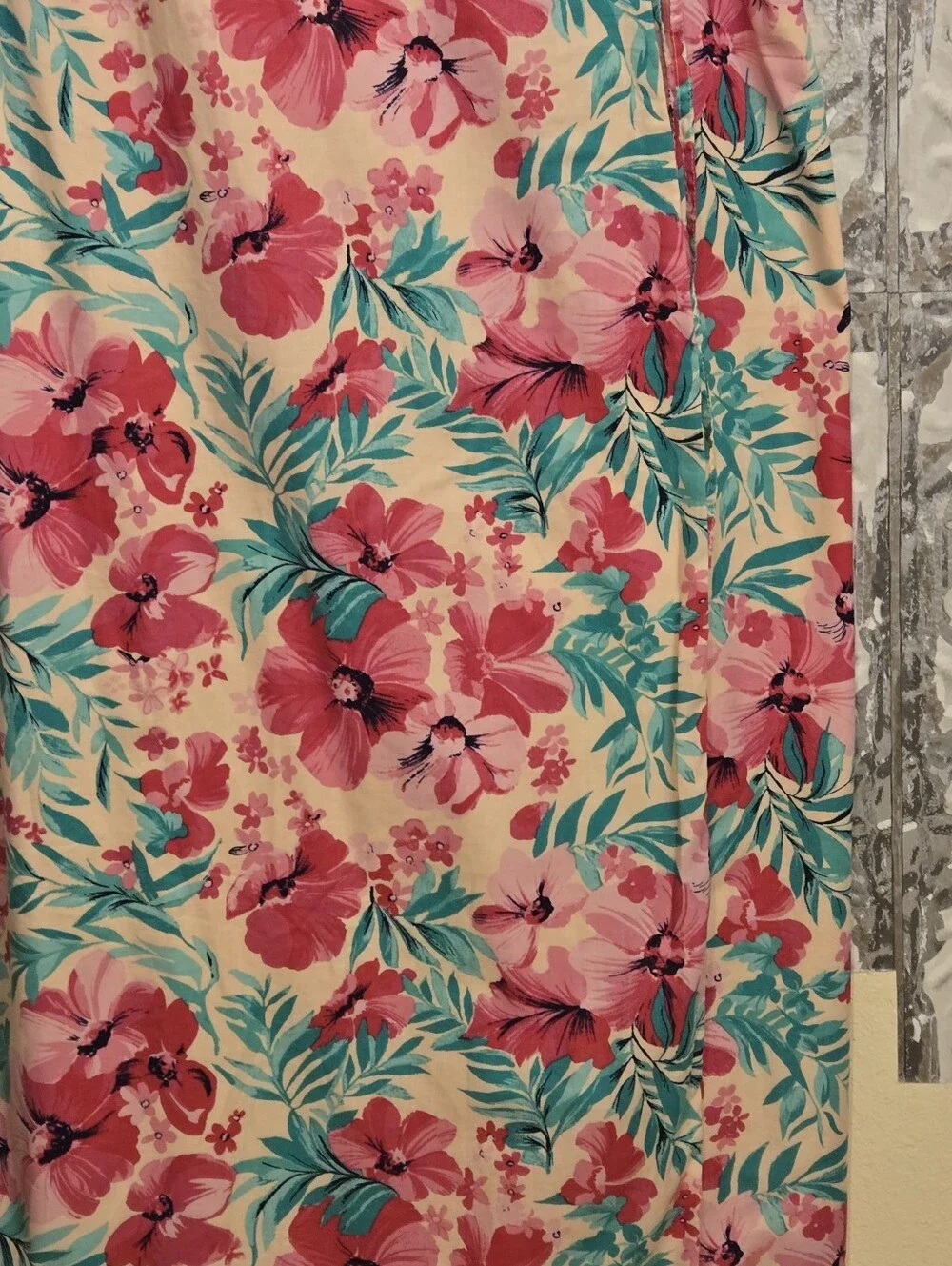 J. Crew Pink Floral Midi Wrap Dress Green Leaves Tropical Classic Size 14 NWT